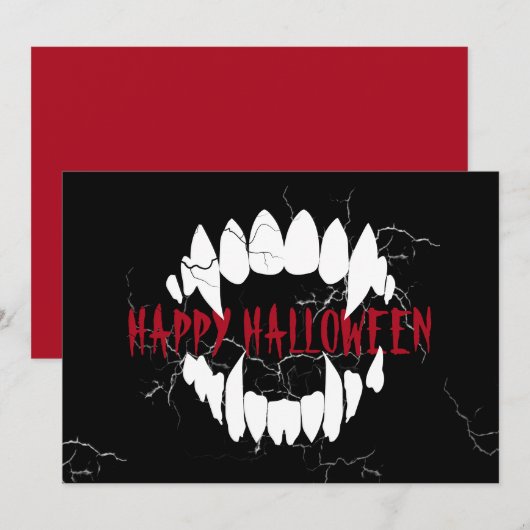 不気味なホラー吸血鬼の歯ハロウィン シーズンカード (正面/裏面)