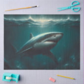 不気味なホワイトシャークのドラマチックなデコパージュ 薄葉紙 (クラフト)