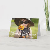 不気味なホワイト ハロウィン ブラシ レタリング オーバーレイ シーズンカード (正面)