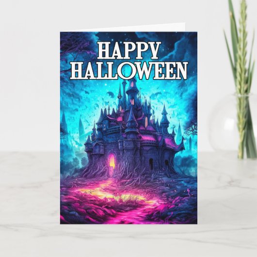 不気味なマンシ幽霊のよく出るョン |ハッピーハローウィン カード (正面)