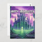 不気味なマンシ幽霊のよく出るョン |ハッピーハローウィン ポストカード (正面/裏面)