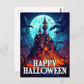 不気味なマ幽霊のよく出るナー |ハッピーハローウィン ポストカード (正面/裏面)