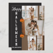 不気味なモダンなハロウィン家族3人写真コラージュ シーズンカード (正面/裏面)