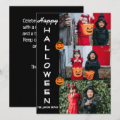 不気味なモダンなハロウィン家族3人写真コラージュ シーズンカード (正面/裏面)