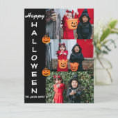 不気味なモダンなハロウィン家族3人写真コラージュ シーズンカード (スタンド正面)