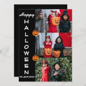 不気味なモダンハロウィン家族3人写真コラージュ シーズンカード (正面/裏面)