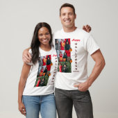 不気味なモダンハロウィン家族3人写真コラージュ Tシャツ (ユニセックス)