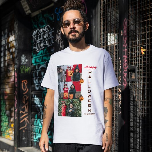 不気味なモダンハロウィン家族3人写真コラージュ Tシャツ