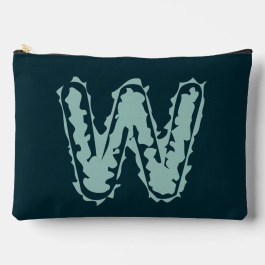 不気味なモノグラムミントグリーンオン深いブルー アクセサリーポーチ (正面)
