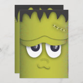 不気味なモンスターの頭部のハローウィンパーティの招待状 招待状 (正面/裏面)