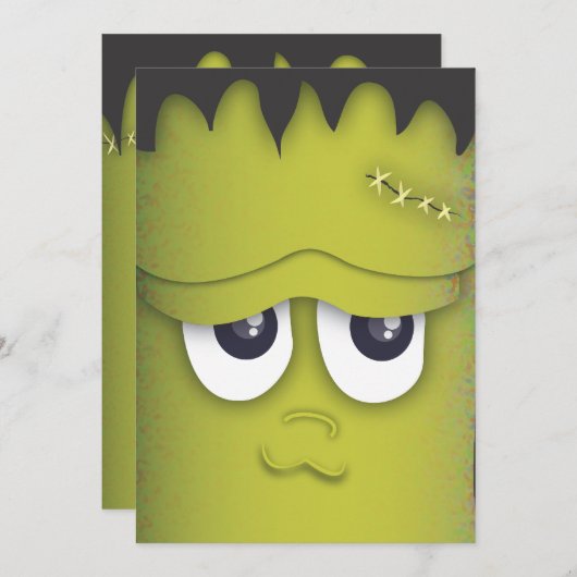 不気味なモンスターの頭部のハローウィンパーティの招待状 招待状 (正面/裏面)