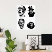 不気味なモンスタークリーズホラーアートイラスト ポスター (ホームオフィス)