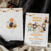 不気味なモンスターハロウィンコスチューム誕生日 招待状
