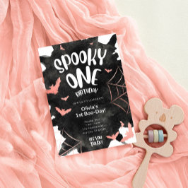 不気味なワンピースの招待 ハロウィン 誕生日 ピンクのバット シーズンポストカード