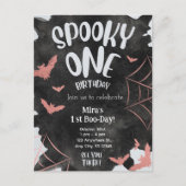 不気味なワンピースの招待 ハロウィン 誕生日 ピンクのバット シーズンポストカード (正面)