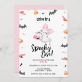 不気味なワン ガール 1st ブー デー ハロウィン 誕生日 招待状 (正面/裏面)