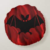 不気味なヴァンパイアこうもりオンレッドシルクハロウィーン ラウンドクッション (裏面)
