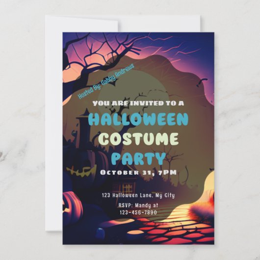 不気味なヴィレッジジャック – O'ランタンヴィンテージハロウィーン 招待状 (正面)