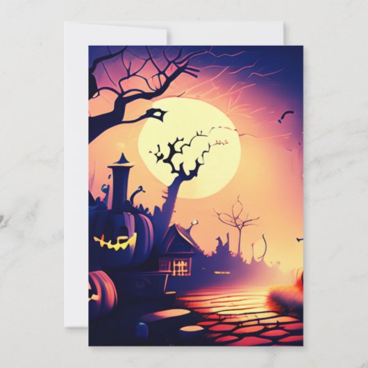 不気味なヴィレッジジャック – O'ランタンヴィンテージハロウィーン 招待状 (裏面)