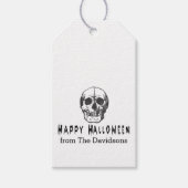 不気味なヴィンテージのドクロ ハッピー ハロウィン ギフトタグ (正面)