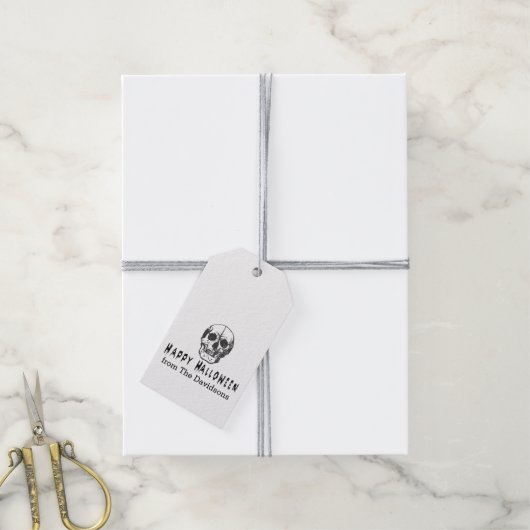不気味なヴィンテージのドクロ ハッピー ハロウィン ギフトタグ (より糸付き)