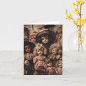 不気味なヴィンテージドール カード (黄色い花)