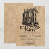 不気味なヴィンテージハウスハロウィーンの衣装パーティー 招待状 (正面/裏面)