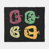 不気味なヴィンテージハロウィンカボチャ フリースブランケット (正面(横))