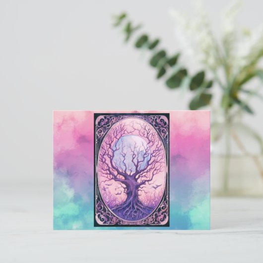 不気味な不毛の木フルムーンスモークハロウィーン シーズンポストカード (スタンド正面)