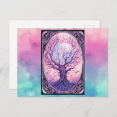 不気味な不毛の木フルムーンスモークハロウィーン シーズンポストカード (正面/裏面)