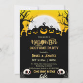 不気味な不気味なスカルムーンジャック – O – ランタンハロウィーン 招待状 (正面)