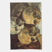 不気味な不気味なスカルヴィンテージハロウィーン キッチンタオル (縦)