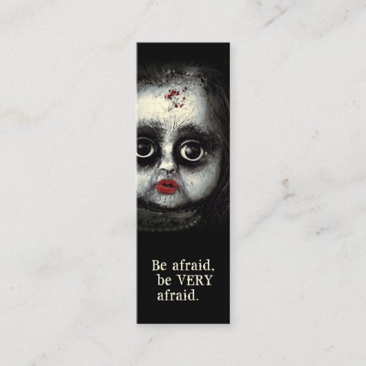 不気味な不気味な人形ハロウィンミニブックマーク スキニー名刺 (正面)