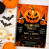 不気味な不気味な魔女ハジャックオランタンハロウィーン 招待状