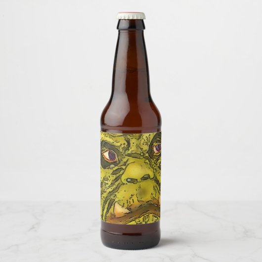不気味な亀のモンスターブラックアウトライン漫画 ビールラベル (正面)