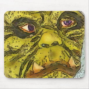不気味な亀のモンスターブラックアウトライン漫画 マウスパッド