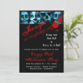 不気味な人形の衣装パーティーハロウィーン悪魔怖 招待状 (スタンド正面)