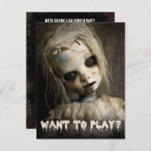 不気味な人形バジェットアダルトハロウィーン招待状 ポストカード (正面/裏面)