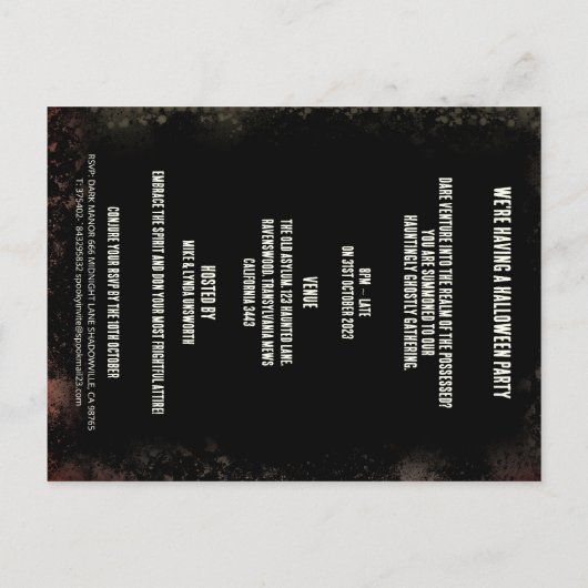 不気味な人形バジェットアダルトハロウィーン招待状 ポストカード (裏面)