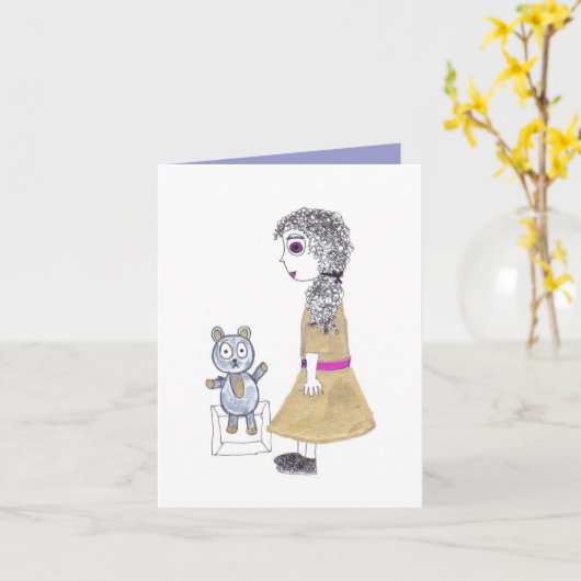 不気味な人形 カード (黄色い花)