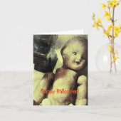 不気味な人形 カード (黄色い花)