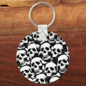 不気味な人間スカル模様ホラーゴシック暗黒アート キーホルダー (正面)