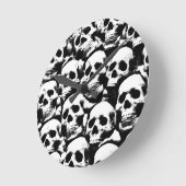 不気味な人間スカル模様ホラーゴシック暗黒アート ラウンド壁時計 (傾斜)