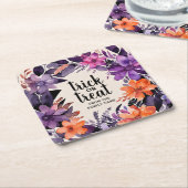 不気味な優雅さのハロウィン花輪コレクション スクエアペーパーコースター (アングル)