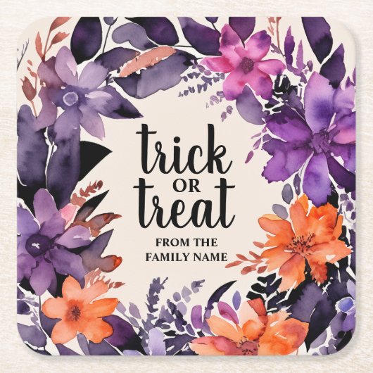 不気味な優雅さのハロウィン花輪コレクション スクエアペーパーコースター (正面)