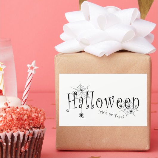 不気味な優雅さ:ハロウィンのスパイダーウェブデザイン 長方形シール (パーティー)