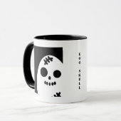 不気味な卵スカル – ハロウィーン |名前の追加 マグカップ (正面左)
