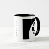 不気味な卵スカル – ハロウィーン |名前の追加 マグカップ (正面右)