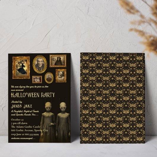 不気味な双子ヴィンテージ奇妙なハローウィンパーティ 招待状