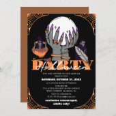 不気味な吸血鬼の魔女ハロウィーンの衣装パーティー 招待状 (正面/裏面)